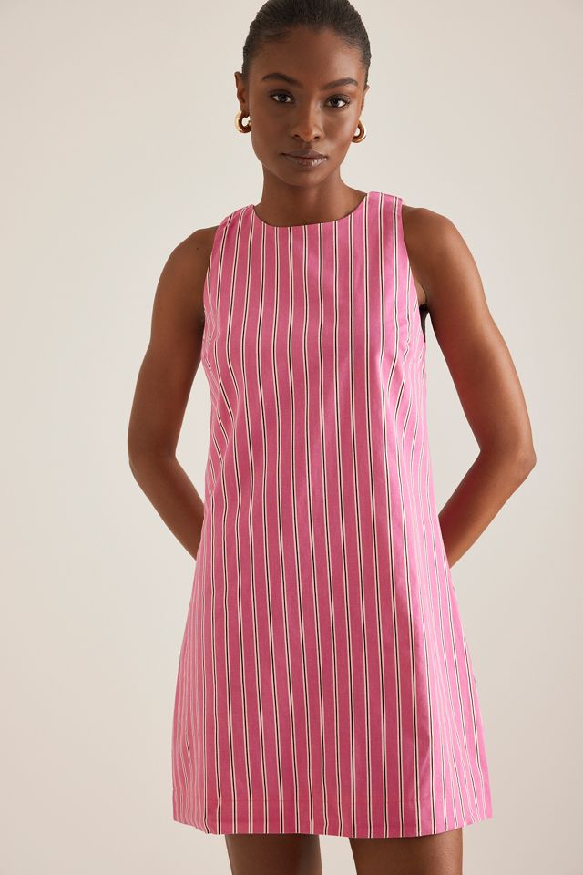 linen striped midi dress Blue And Cream Striped Linen Midi Dress | Purple Door