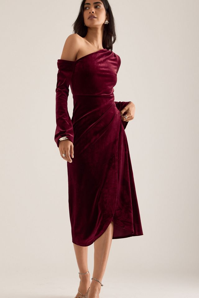 Nobody's Child Virgo Velvet Asymmetric Midi Dress #3