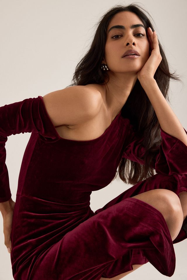 Nobody's Child Virgo Velvet Asymmetric Midi Dress #4