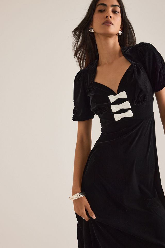 Nobody's Child Eleanor Bow-Front Velvet Midi Dress #5