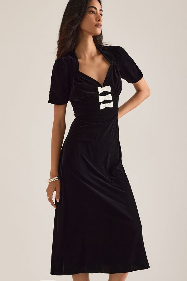 Nobody's Child Eleanor Bow-Front Velvet Midi Dress #3