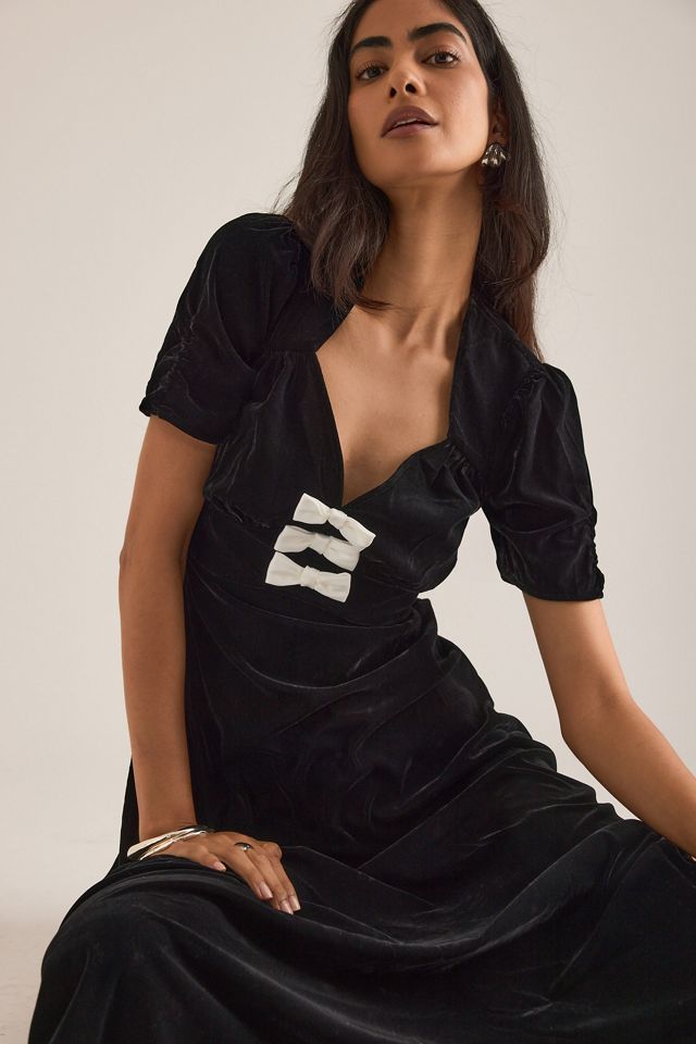 Nobody's Child Eleanor Bow-Front Velvet Midi Dress #4