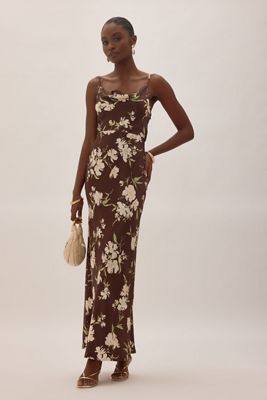 Nobody's Child Ellison Strappy Cowl-Neck Satin Maxi Dress