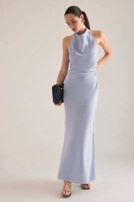 black halter swing dress Jessa Plunge Halter Neck Maxi Dress
