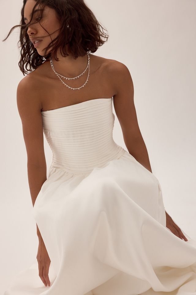 Nobody's Child Robe longue colonne sans bretelles en satin ivoire Opal #2