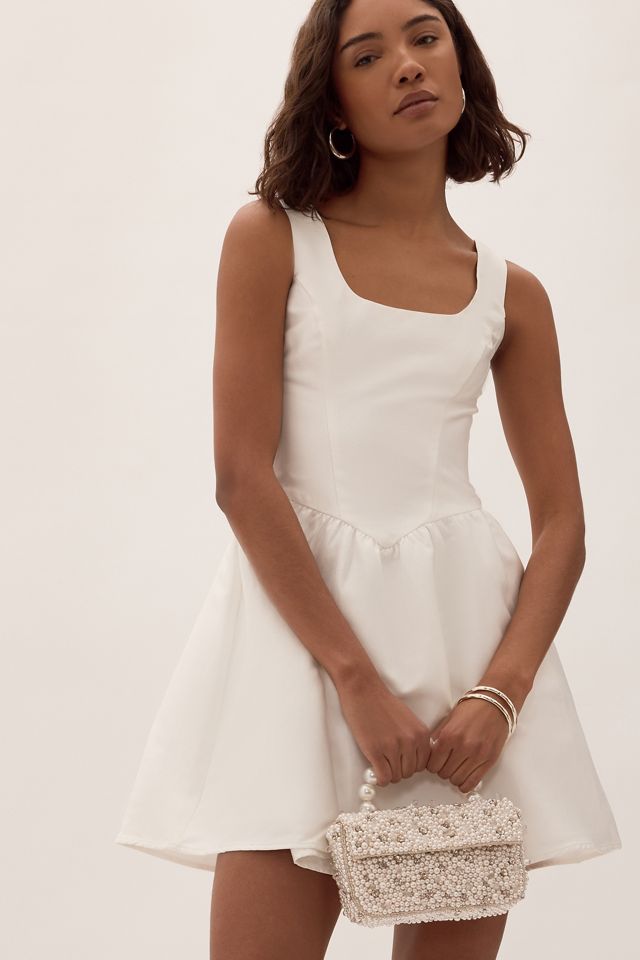 Nobody's Child Gracie Ivory Satin Drop-Waist Mini Dress #3