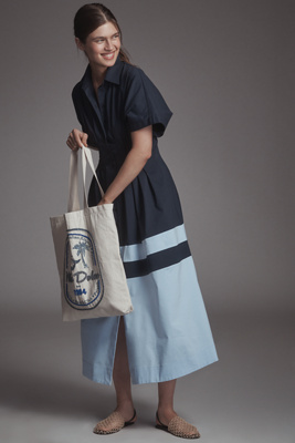 The Tobie Button-Front Pleated Shirt Dress by Exquise