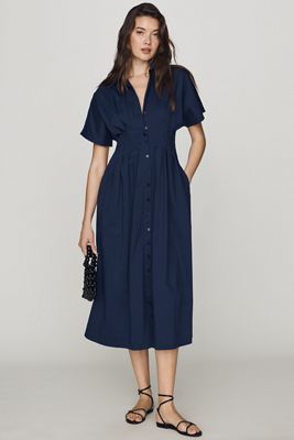 blue dress for women casual Periwinkle Blue Embroidered Tiered Dress