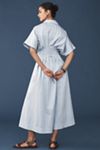 Exquise Tobie Button-Front Pleated Midi Shirt Dress