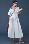 Exquise Tobie Button-Front Pleated Midi Shirt Dress