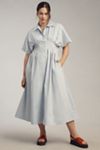 Exquise Tobie Button-Front Pleated Midi Shirt Dress
