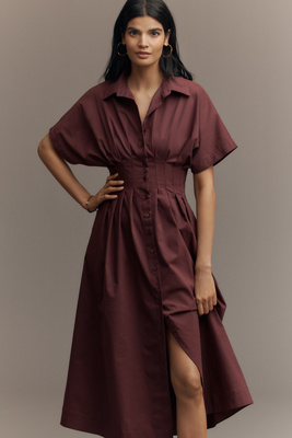 Exquise The Tobie Shirt Dress By  In Burgundy