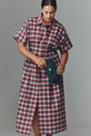Exquise Tobie Button-Front Pleated Midi Shirt Dress
