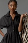 The Tobie Button-Front Pleated Shirt Dress by Exquise: Mini Eyelet Edition