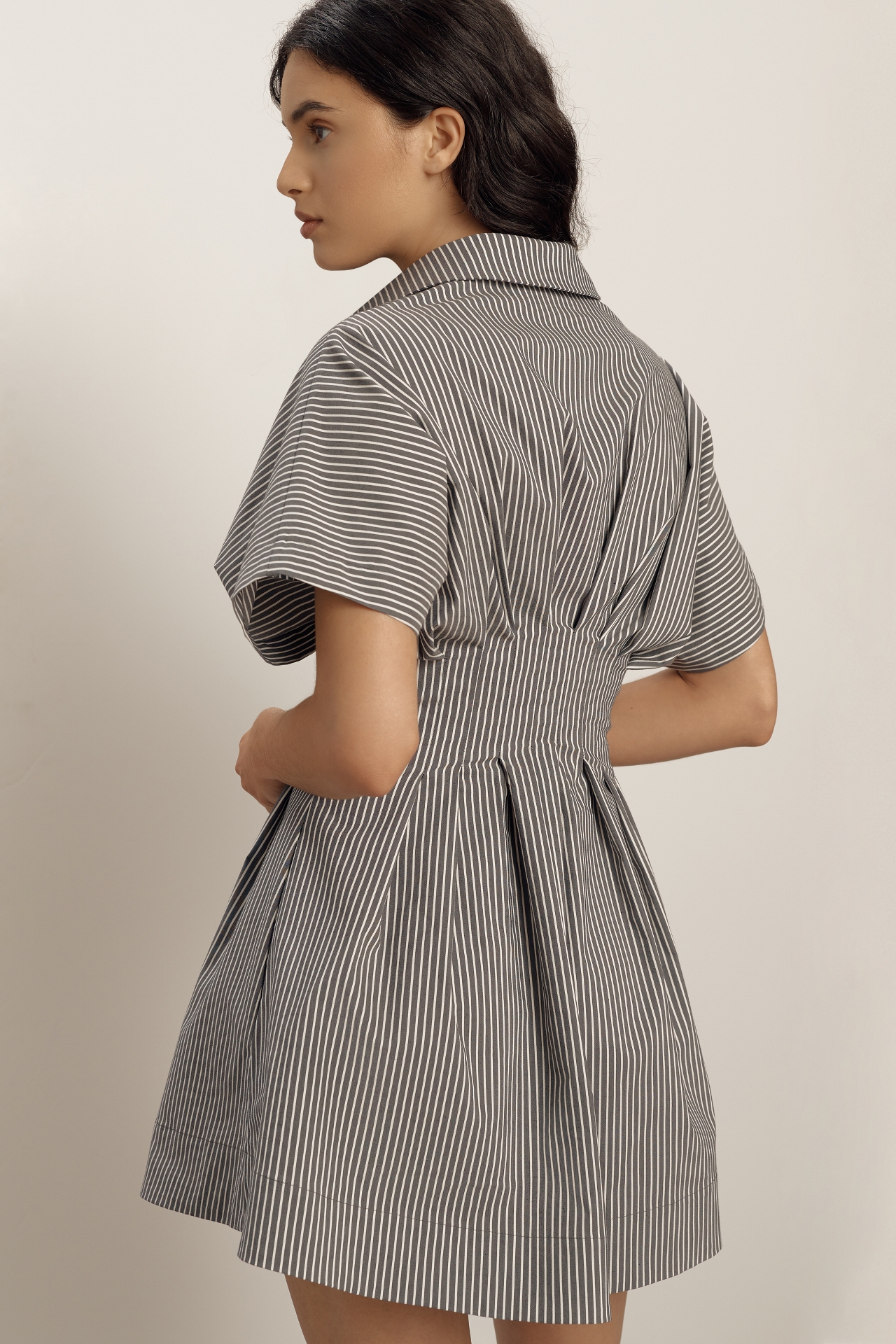 The Tobie Button-Front Pleated Shirt Dress by Exquise: Mini Edition