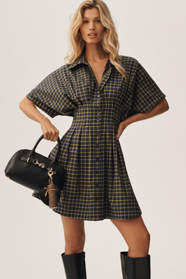 Exquise The Tobie Mini Shirt Dress By  In Blue