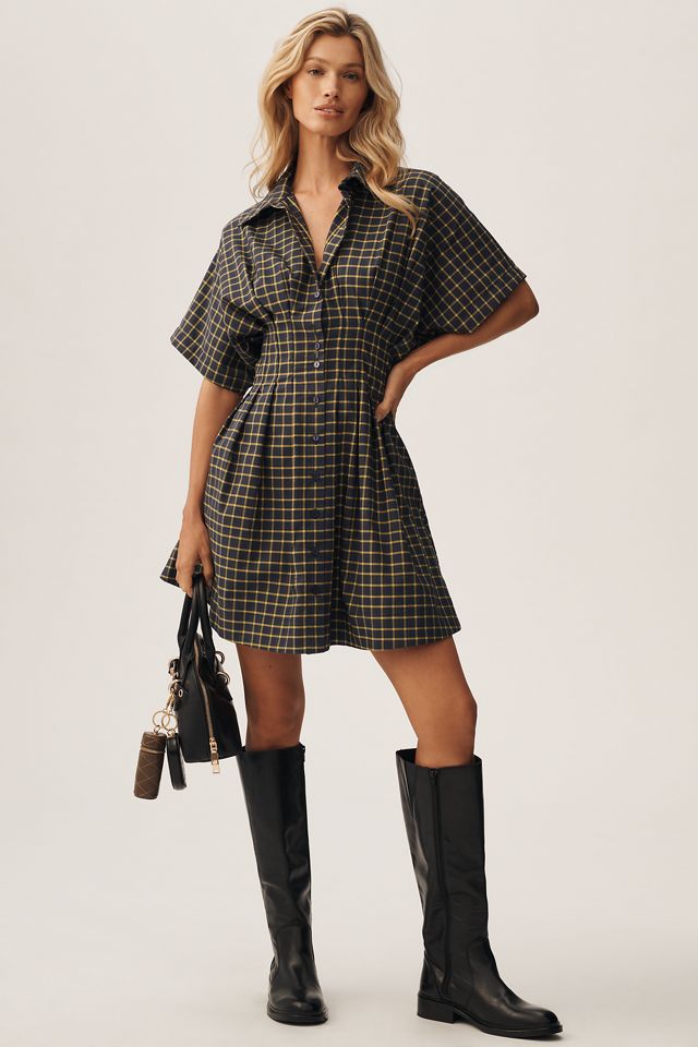 The Tobie Button-Front Pleated Shirt Dress by Exquise: Mini Edition