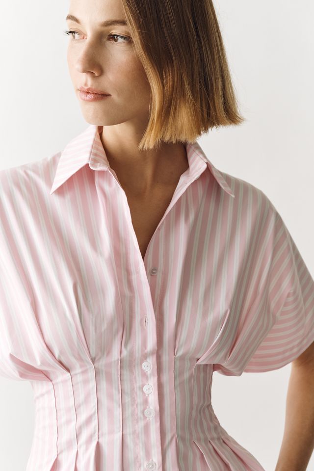 Tobie Mini Shirt Dress by Exquise in Pink, Size: L Petite at Anthropologie
