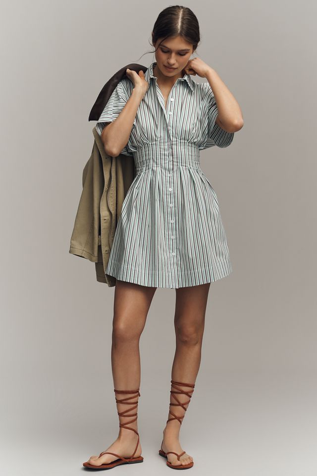 Tobie Mini Shirt Dress by Exquise in Blue, Size: 3X at Anthropologie
