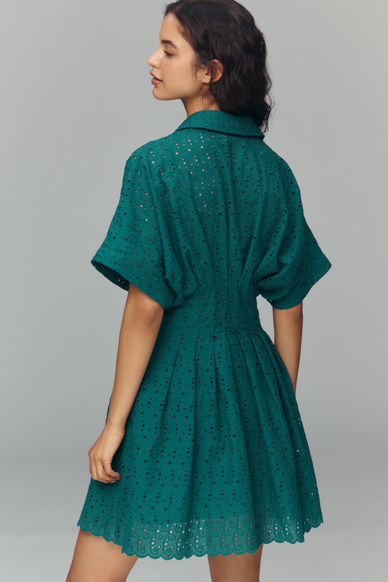 The Tobie Eyelet Mini Shirt Dress by Exquise