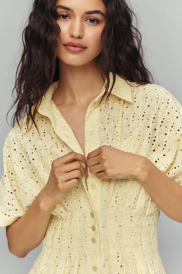 Tobie Eyelet Mini Shirtdress by Exquise #1