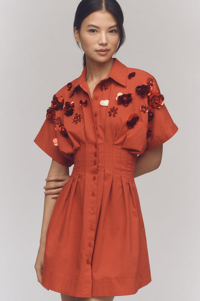 The Tobie Button-Front Pleated Shirt Dress by Exquise: Sequin Mini Edition #3
