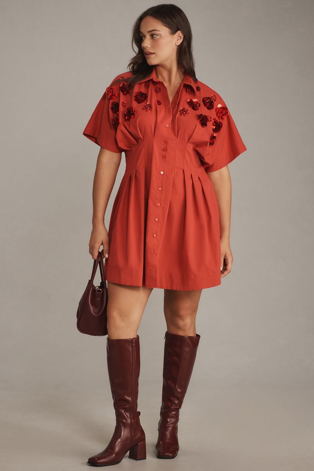 The Tobie Button-Front Pleated Shirt Dress by Exquise: Sequin Mini Edition #6