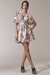 The Tobie Button-Front Pleated Shirt Dress by Exquise: Linen Mini Edition