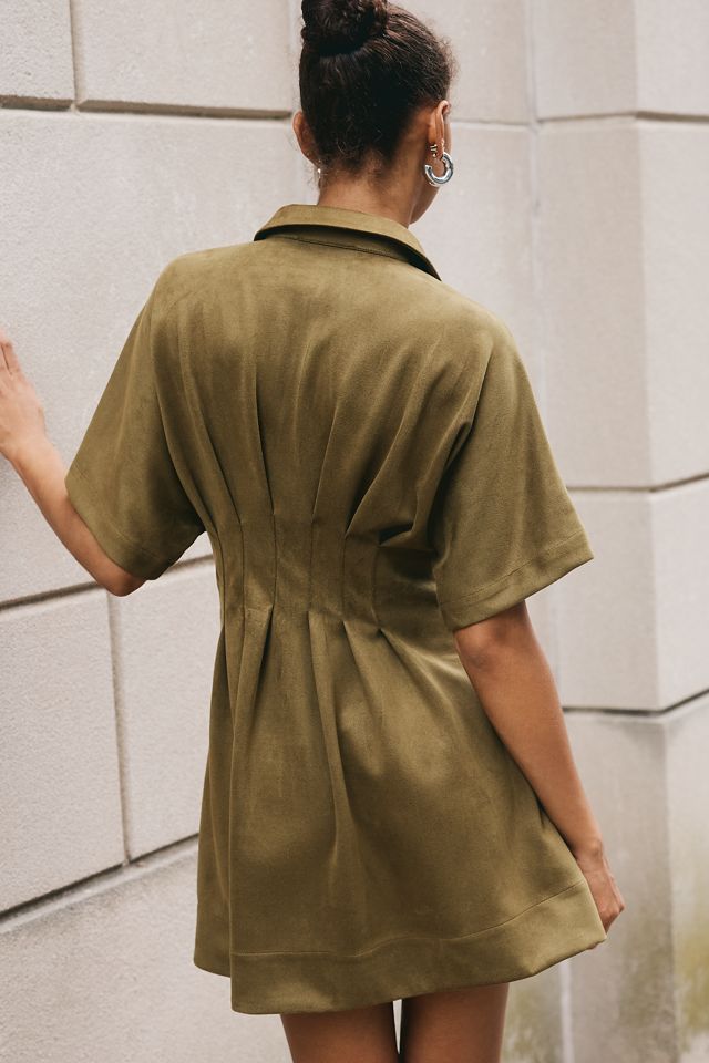 The Tobie Faux-Suede Mini Shirt Dress by Exquise #1