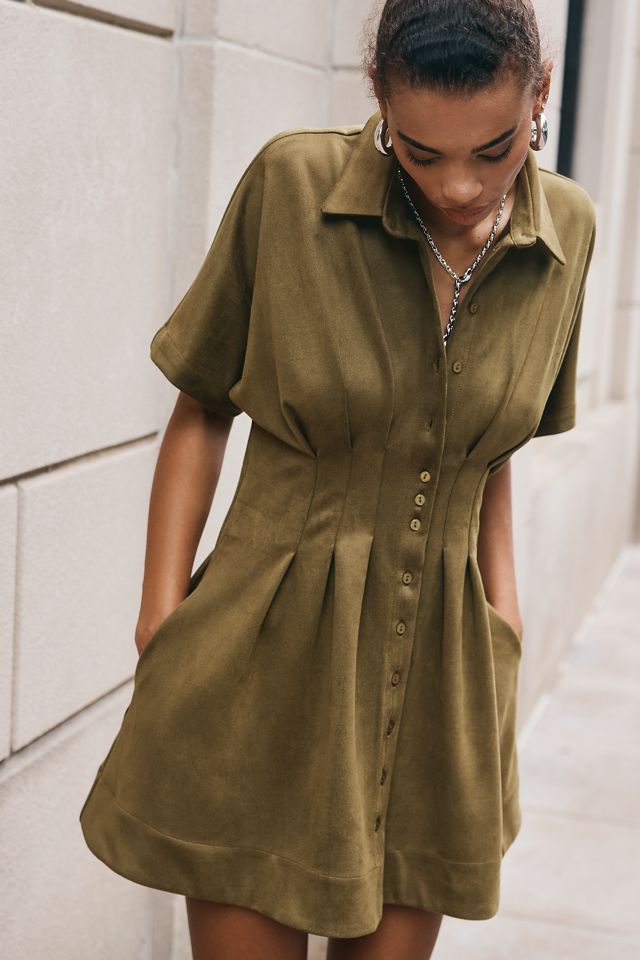 The Tobie Faux-Suede Mini Shirt Dress by Exquise #3