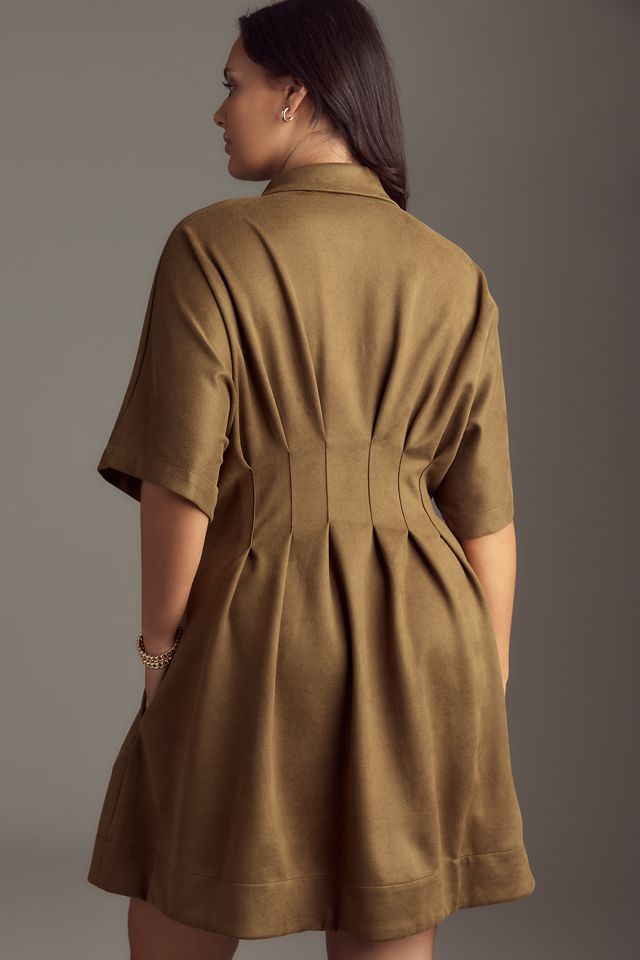 The Tobie Faux-Suede Mini Shirt Dress by Exquise #5