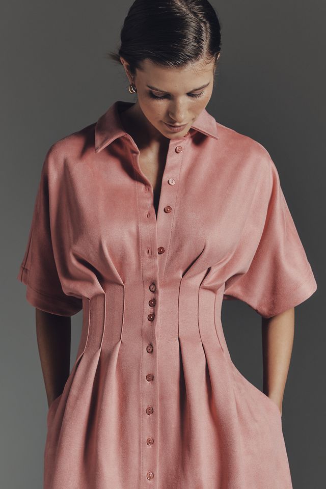 Tobie Faux-Suede Mini Shirtdress by Exquise #3