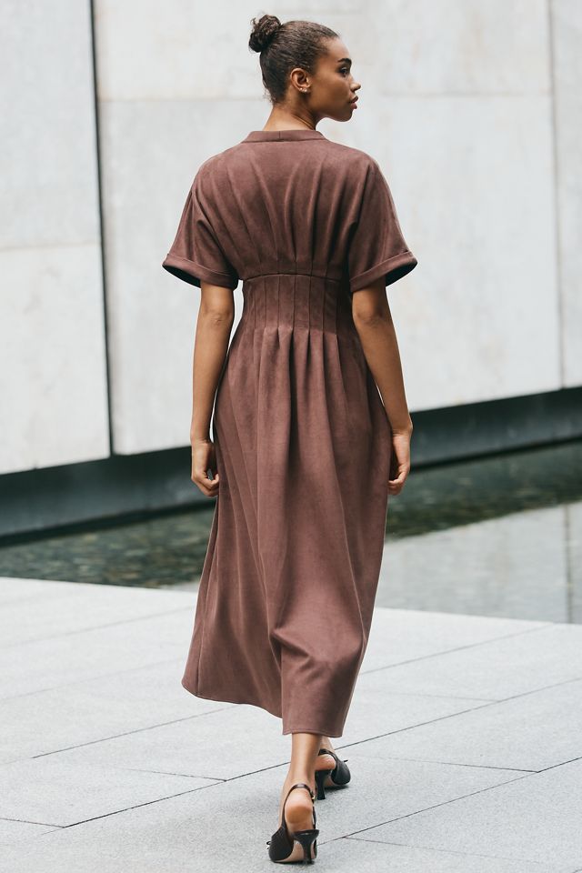 The Tobie Faux-Suede Shirt Dress by Exquise #1
