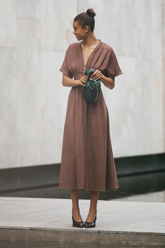 The Tobie Faux-Suede Shirt Dress by Exquise #2