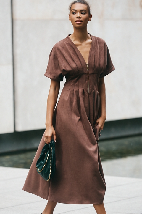 The Tobie Suede Shirt Dress by Exquise