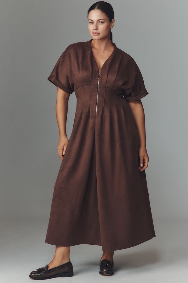 The Tobie Faux-Suede Shirt Dress by Exquise #6