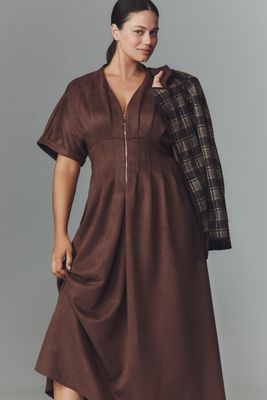The Tobie Faux-Suede Shirt Dress by Exquise
