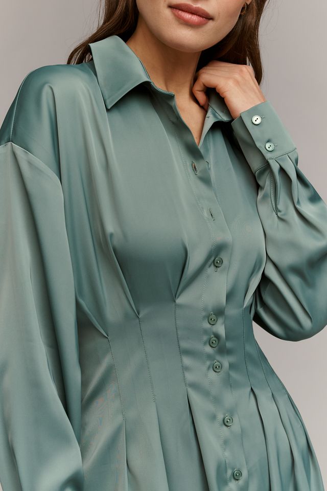green floral long sleeve dress Green Floral Print Long Sleeve Vintage Cottagecore Cotton Dress, Green / L main image 1