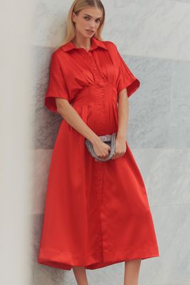 The Tobie Satin Shirt Dress by Exquise