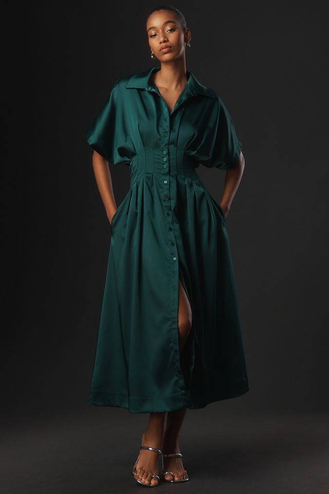 The Tobie Satin Shirt Dress by Exquise #3