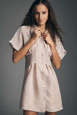 Exquise The Tobie Organza Mini Shirt Dress By  In Silver