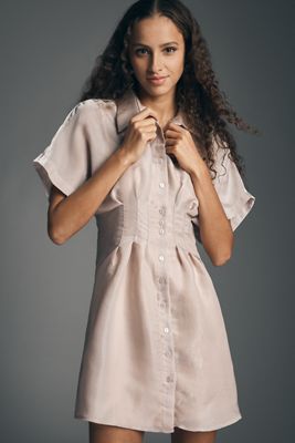 The Tobie Organza Mini Shirt Dress by Exquise