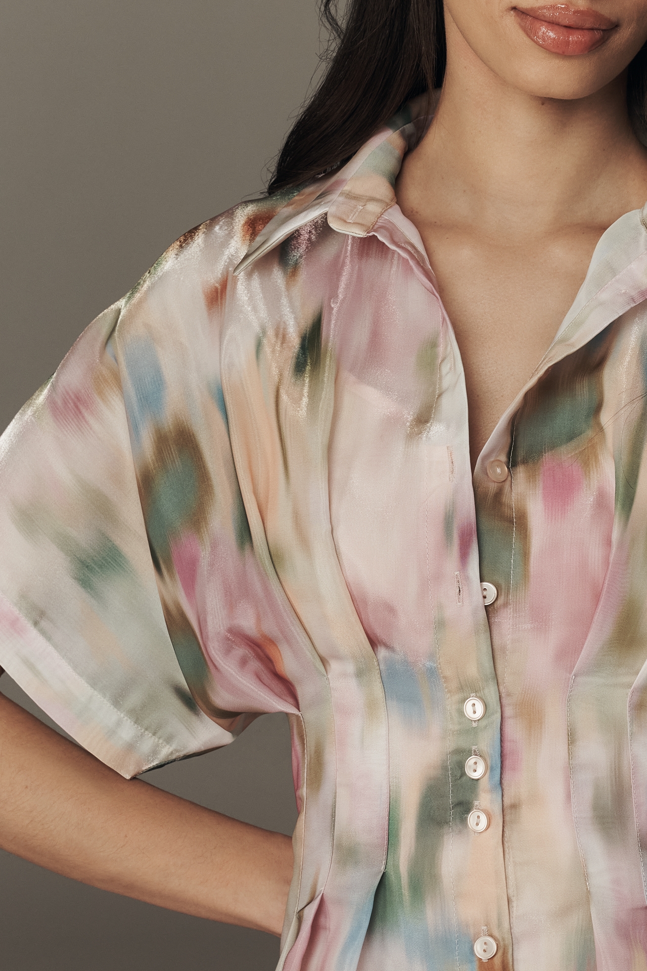 The Tobie Organza Mini Shirt Dress by Exquise