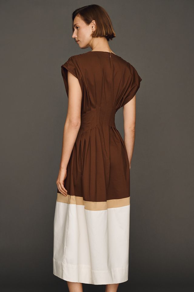 Exquise Pleated Short-Sleeve Twofer Midi Dress #2