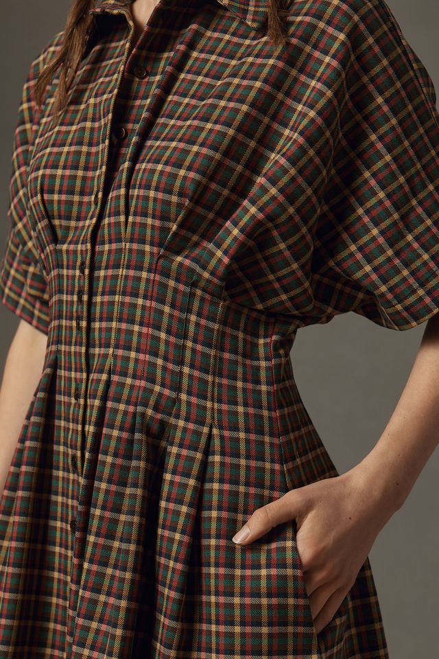 Tobie Mini Shirt Dress by Exquise in Brown, Size: Small at Anthropologie