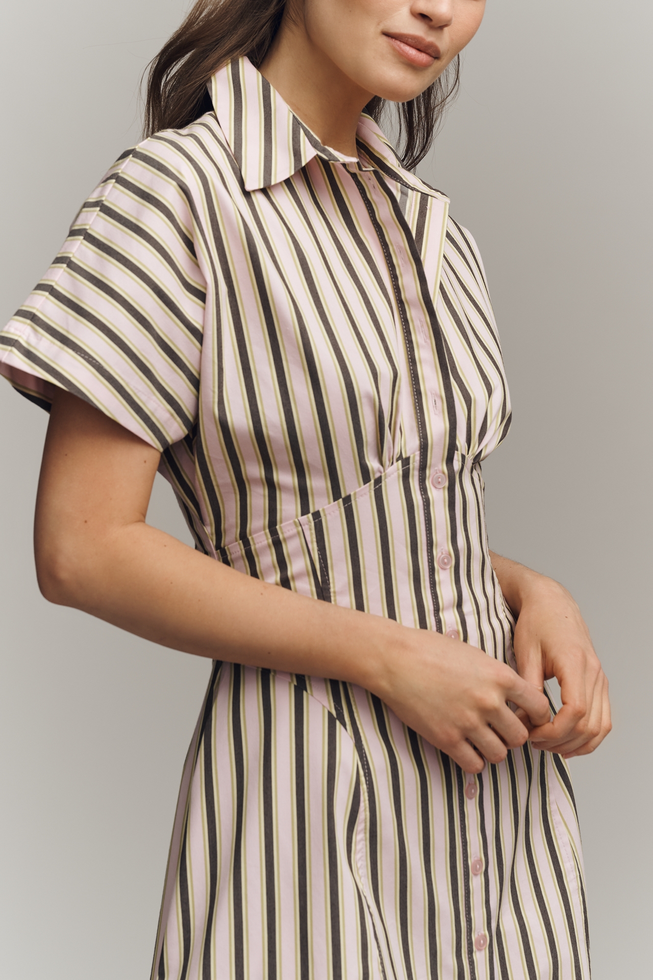 Exquise Raina Short-Sleeve Midi Shirt Dress