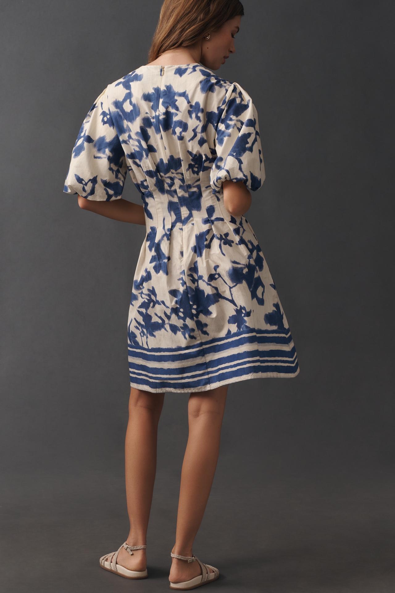 Exquise Smocked Puff-Sleeve Mini Dress