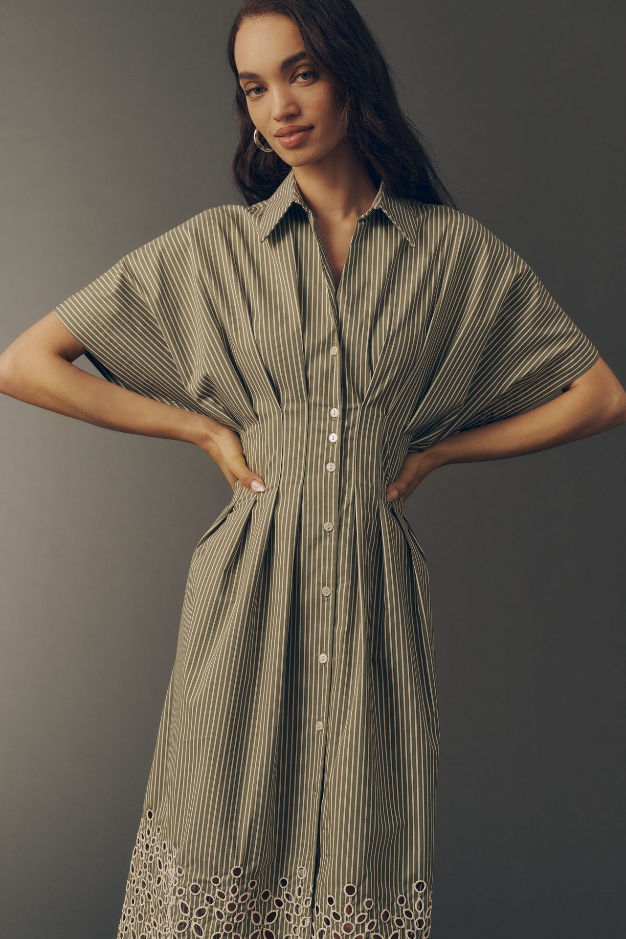 The Tobie Eyelet Shirt Dress by Exquise