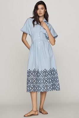frost blue dress Anthropologie Dress Womens Large Petite Blue Mock Neck Short Sleeve Kn –  Luxe Fashion Finds main image 1