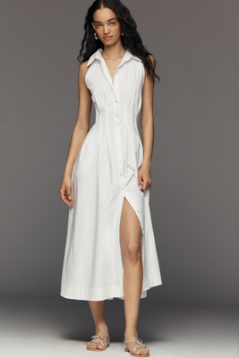 Tobie Sleeveless Shirt Dress by Exquise